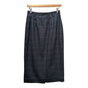 Vintage 80s Talbots Classic Wool Black Watch Tartan Plaid Midi Pencil Skirt, 8P